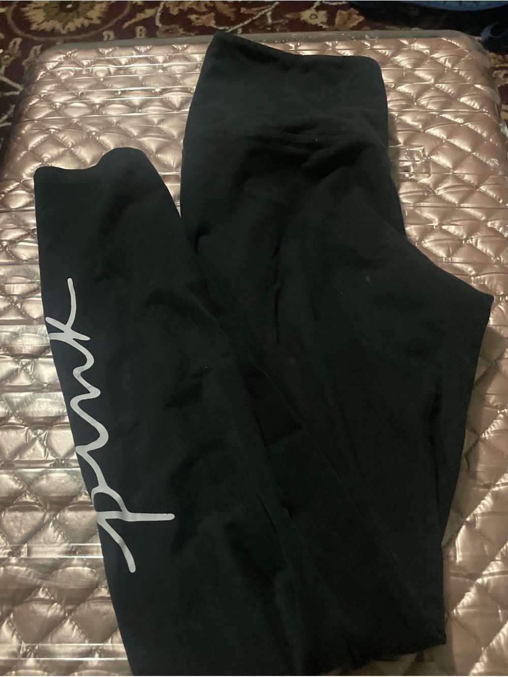PINK Victoria's Secret Black Kids Leggings with White Script